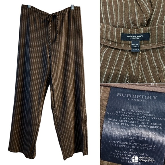 Burberry Pants - Burberry London linen blend wide leg trousers